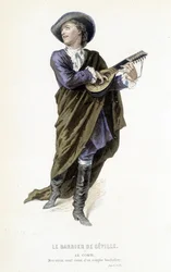 Hrabia Almavira w "Le barbier de Seville" w "Oeuvres completes de Beaumarchais", ed. Laplace Sanchez & cie, Paryż