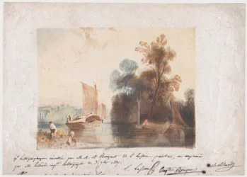 Krajobraz z rzeką i łodziami, 1837