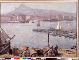 Stary port w Marsylii i Notre Dame de la Garde (Notre-Dame-de-la-Garde), zwany też Dobrą Matką”” Obraz Emile Bernard (1868-1941) 1929 wym. 77,5x107 cm Obowiązkowa wzmianka: Kolekcja fundacji pozdrowienia Prowansji, Marsylia