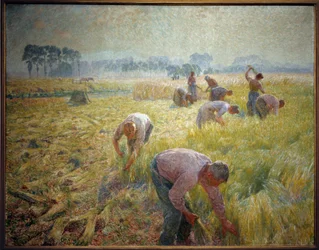 La collolte du linen Obraz Emile Claus (1849-1924) 1904 Nd. 1,56 X 2,01 m Bruksela, Królewskie Muzeum Sztuk Pięknych