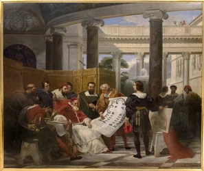 Papież Juliusz II zlecający dzieło Watykanu i św. Piotra w Bramante, Michała Anioła i Rafaela
