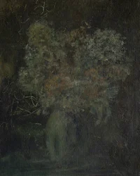 Mroczna martwa natura z motywem kwiatowym
