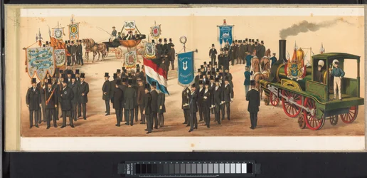 Procesja w Haarlemie, 1872 (tablica 11) Procesja w Haarlemie 1 kwietnia 1872 r. (tytuł serii na obiekcie)