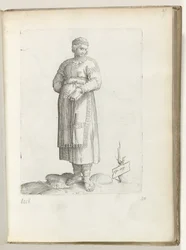 Afra virgo (tytuł na obiekcie) Ongehuwde vrouw uit Afrika Postawy różnych narodów naszej epoki (tytuł serii)