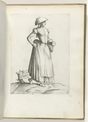 Zachowaj Gallę lub Flandren. (tytuł na obiekcie) Dienstbode uit Vlaanderen, gekleed volgens de mode van ca. 1550 Postawy różnych narodów naszej epoki (tytuł serii)