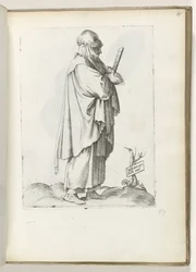Hiszpanka wiejska (tytuł na obiekcie) Vrouw naar rechts, gekleed w języku hiszpańskim kleding ca. 1550 Postawy różnych narodów naszych czasów (tytuł serii)