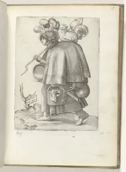 Żona żołnierza niemieckiego (tytuł na obiekcie) Duitse soldatenvrouw, gekleed volgens de mode van ca. 1550 Postawa różnych narodów naszych czasów