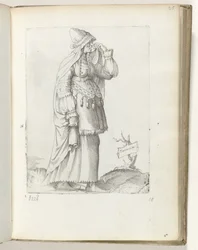 Tartara m(ulier) (tytuł na obiekcie) Tartaarse vrouw, ca. 1550 Postawy różnych narodów naszych czasów (tytuł serii)