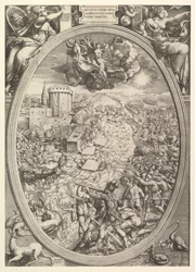 Bitwa pod Mühlberg z wojskami Karola V przekraczającymi Łabę, 1551.