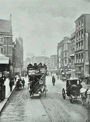 Bishopsgate: na północ od Liverpool Street, Londyn, 1890
