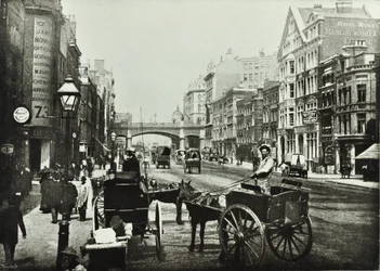 Holborn Viaduct, Farringdon Street, patrząc na północ, City of London, 1890