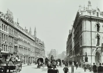 Holborn Viaduct, patrząc na wschód, City of London, 1875