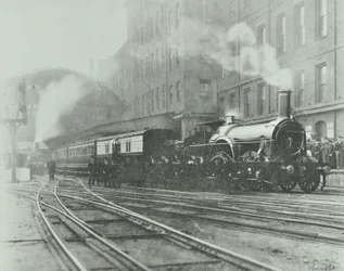 Ostatni pociąg szerokotorowy wyjeżdżający ze stacji Paddington, 1892