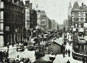 New Bridge Street, patrząc na Ludgate Circus, City of London, 1890