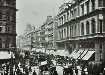 Drób, patrząc na zachód do Cheapside, City of London, 1890