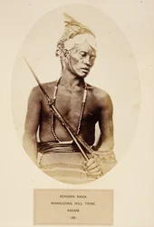 Rengma Naga, Marauding Hill Tribe, Assam, z The People of India, J. Forbes Watson, opublikowane 1868 (druk albumowy)