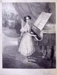 Pianistka dziecięca (panna Jonas?) Grająca „Pastorale” Johna Fielda, ok. 1835 (rycina)