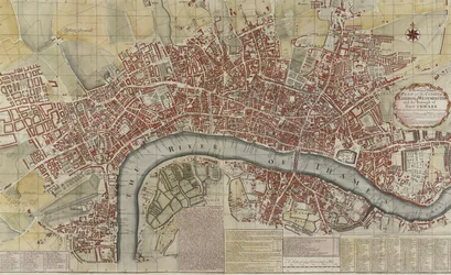Nowy i dokładny plan miast Londynu i Westminster oraz gminy Southwark, 1725 r