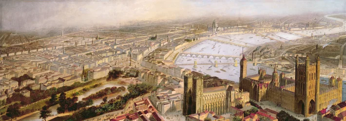 Panoramiczny widok Londynu z Westminster, ok. 1858 r.