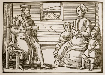Rodzina purytańska, z Tenor całych Psalmów w czterech częściach, 1563 (zdjęcie w sepii)