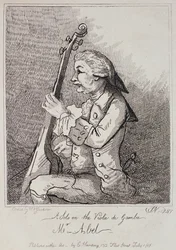 Solo na Violi da Gamba, Carl Friedrich Abel (1723-87) rytowane przez Williama Nelsona Gardinera (1766-1814) 1787