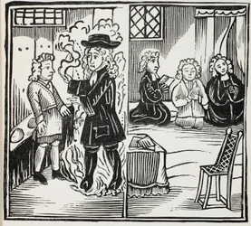 Straszne i sezonowe ostrzeżenie dla młodych mężczyzn, ilustracja z książki rozdziałów XVIII wieku autorstwa Johna Ashtona, wyd. 1882