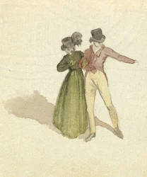 Para spacerująca, ok. 1825 (wc na papierze)