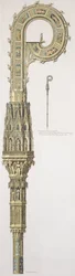 Geometryczna elewacja pastorału Wilhelma z Wykeham (ok.1320-1404) wydana w 1785 r.