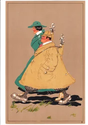 Rycina przedstawiająca dwóch golfistów w komicznych i humorystycznych pozach, ok. 1920