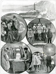 Wizyta w tunelu pod kanałem La Manche, ilustracja z Grafiki 4 marca 1882 r.