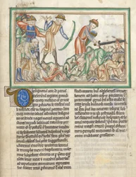 Dodaj 35166 f.35 Zabijanie ludzi, sceny biblijne z Apokalipsy św. Jana, Apokalipsa po łacinie z komentarzem (tusz i kolor na welinie)