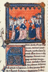 Dodaj 50000 starszych żydowskich, Kroniki I, z psałterza Oscott, c.1270 (welum)