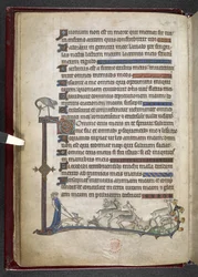 Dodaj MS 24686, f.13v Psalm z przedłużeniem pobocznym tworzącym częściową granicę, c.1284-1316 (welum)