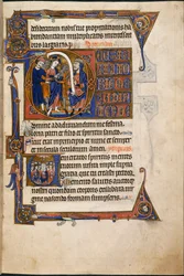 Dodaj MS 48985 f.29r, Jezus przed Kajfaszem w Godzinach Salvin
