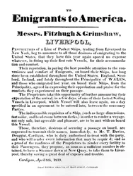 Reklama statków pakietowych do Ameryki, 1839 (papier drukowany)