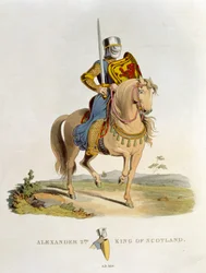 Aleksander II, król Szkocji (1198-1249) 1214, ze starożytnej zbroi Samuela Rusha Meyricka, 1824