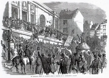 Scena wyborcza w Kilkenny, ilustracja z „The Illustrated London News”, 14 maja 1859 r.
