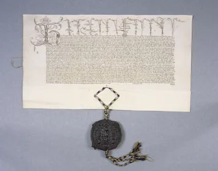 Archiwum 11980: Dotacja metrykalna króla Henryka VI dla New College Oxford w posiadłościach Newton Longville, 1441 (atrament na pergaminie)