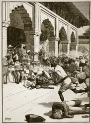 Aresztowanie radży Benares, ilustracja z Cassells Illustrated History of England (zdjęcie w sepii)