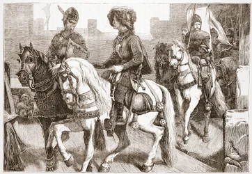 Przybycie posłów husyckich do Bazylei, ilustracja z Historii protestantyzmu Jamesa Aitkena Wylie (1808-1890), wyd. 1878