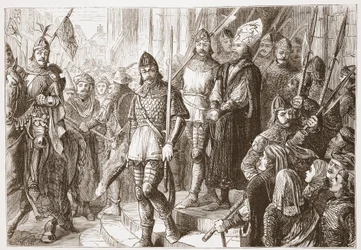 Gdy wyprowadzali go z kościoła… zaczął śpiewać Credo in Unum Deum, ilustrację z Historii protestantyzmu Jamesa Aitkena Wylie (1808-1890), wyd. 1878