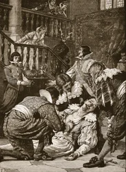 Zamach na księcia Buckingham, ilustracja z „Cassell