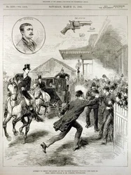 Próba zastrzelenia królowej na stacji kolejowej Windsor, z „The Illustrated London News”, 11 marca 1882