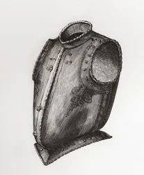 Plecy i napierśnik otwierane z przodu, znane jako napierśnik kamizelki, ok. 1580 r., Z książki The British Army: Its Origins, Progress and Equipment , opublikowanej w 1868 r.