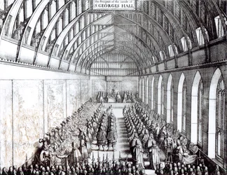 Bankiet Karola II (1630-85) w sali św. Jerzego, zamek Windsor