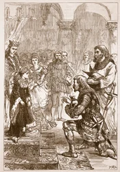 Zaręczyny księżniczki Izabeli z Richardem, ilustracja z Cassells Illustrated History of England (zdjęcie w sepii)