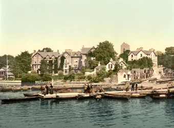 Lądowanie łodzi, Bowness (zdjęcie ręcznie kolorowane)