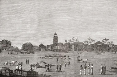 Bombay Green, South Mumbai, Indie w 1767, z „Krótkiej historii ludu angielskiego” J.R. Greena, opublikowanej w 1893
