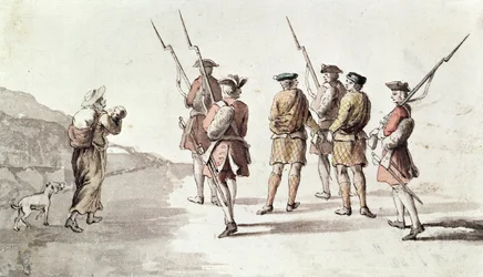 Captura do Rebelde, Simon Fraser, Lord Lovat (1667?-1747) (aquarela sobre papel)polonês