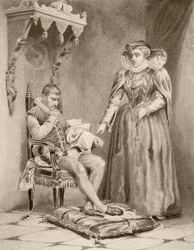Katarzyna Medycejska z synem Karolem IX (litho)